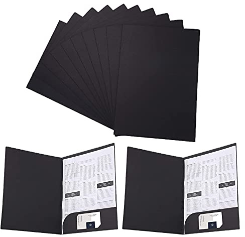 Cartellina Portadocumenti a4 Cartoncino A4 File di Carta kraft 350 gsm con Tasche Scomparto per Presentazioni, Progetti e Documenti, Cartelline in Cartoncino (12, Nero)