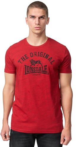 Lonsdale Herren T-Shirt Normale Passform ORIGINAL, Marl Red/Black XL, 112048