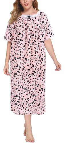 Chemises de nuit grandes tailles pour femmes Chemisier à manches courtes Chemisier décontracté ample Robe de nuit imprimée, XL-5XL, XXL