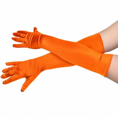 jokeshop Ladies Long Satin Gloves Opera Evening Princess 1920's Party Fancy Dress Prom (Orange)