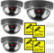 Cámara falsa: 4 unidades de cámara de vigilancia falsa CCTV con luz LED intermitente, cámara de seguridad, cámara de vigilancia falsa, cámara de seguridad falsa, cámara de cúpula falsa para interiores
