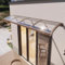 Vordach Überdachung Haustürvordach mit Regenrinne,Pavillion Türvordach Regenschutz Beständiger,Gebogene Fenster Markisen Aluminium Bügel und Transparente Platte Polycarbonat (100×590cm,Coffee)