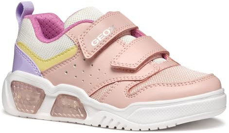 Geox J ILLUMINUS Girl A Sneaker, Pink/Multicolor, 34 EU