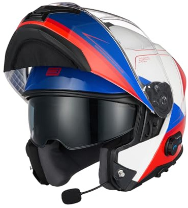 ORIGINE Casco Moto Modulare Bluetooth Interfono Voice Dial Casco Moto Omologato ECE2206 Chiamata Vivavoce