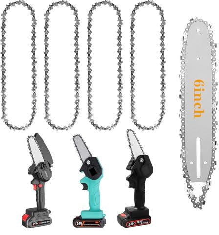 LightBeacon 4 Piezas Cadenas para motosierra de 6 Pulgadas, Cadenas de Motosierra Telescópica, Mini Cadenas de Motosierra, 37 eslabones, Guía18.5cm, para árbol de Jardín, Carpintería