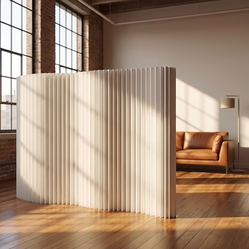 Folding Room Partitions and Dividers, 180cm Tall, Portable Decoration Screen for Home, Office, Restaurant & Bedroom, 500cm Wide, White