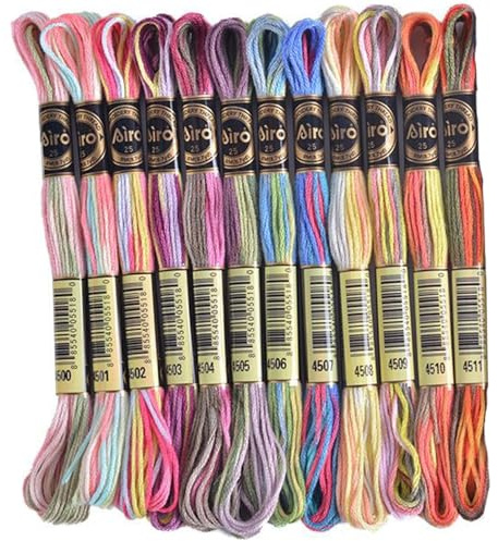 12 SKEINS Gradient Polyester, broderiflossa Betyg Rainbow Crewel Cross Stitch Threads Friendship Armband Floss Bulk för smycken Making Sying Holiday Decorations Hantverk Diy Projects