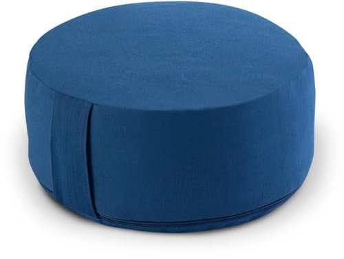 Amago home Yogakissen Bodenkissen rund H 14xø31 cm mit Buchweizenschalen Meditationskissen Sportkissen Farbe blau - navi Blue