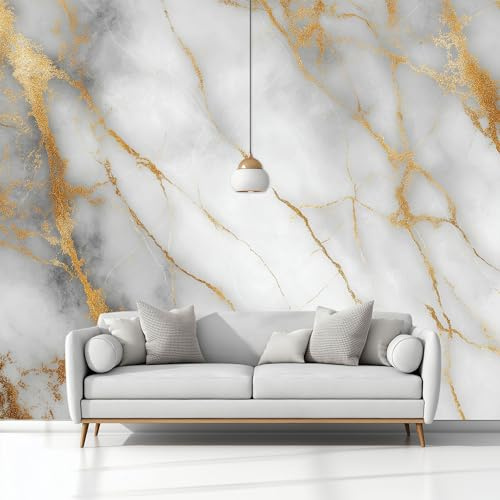 Générique Papier Peint Mural Chambre Texture De Marbre Blanc 200 x 140 cm, Poster Mural Tableaux Muraux Tapisserie, Blanc Salon Chambre d'enfants Mur de Fond Papier Peint Panoramique