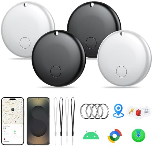 Air Tracker Tag compatible with Apple ‘Find My’ and Android ‘Find Hub’, GPS tracker key finder, Bluetooth tracker, Item finders for keys, wallet, luggage, suitcase, pack of 4