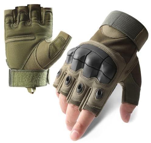 Bankeep Guanti da ciclismo a mezzo dito, guanti tattici, guanti militari, traspiranti, antiscivolo, ammortizzanti, corti, estivi, per uomo e donna(L)