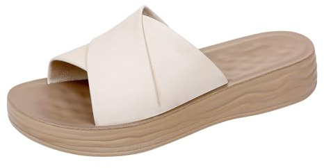 Sandalias planas para mujer, sandalias de playa de verano, color sólido, ajuste ancho, sandalias cómodas de suela suave, ligeras, transpirables, antideslizantes, sandalias descalzas, talla 4-6.5