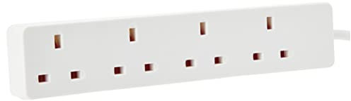 PRO ELEC PELB1904 4 Gang Extension Lead White, 3m