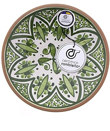 CERÁMICA RAMBLEÑA | Plato Decorativo para Colgar en Pared | Plato de cerámica | Plato Pared de Barro Rojo Modelo D23 | 100% Hecho a Mano | 17x17x3.8 cm