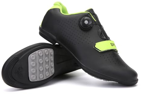 LZQpearl Chaussures De Cyclisme, Chaussures De Vélo De Route Et De Montagne à Semelle en Caoutchouc, Chaussures De Vélo sans Verrouillage avec Système De Lacet à Rotation Rapide