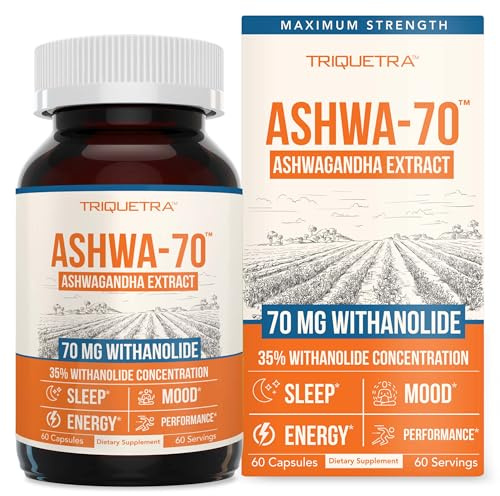 Ashwa-70®: Ashwagandha Extract - 35% Withanolides | Max Strength, Highest Withanolide Concentration - Mood & Performance - Enhanced Absorption with BioPerine® Black Pepper (60 Capsules)