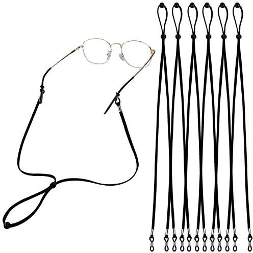 Heveer Cordón de Gafa Correa para Anteojos Ajustable Soporte de Cuerda de Gafa para Hombres Mujeres Deporte Leer 6 Piezas Negro