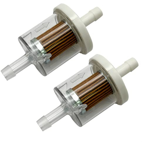 2-Pack 1/4 Inline Fuel Filter, 40 Micron Replacement for Briggs & Stratton 691035 Kawasaki 49019-0014, Compatible with Lawn Mower, Tractor, Small Engines
