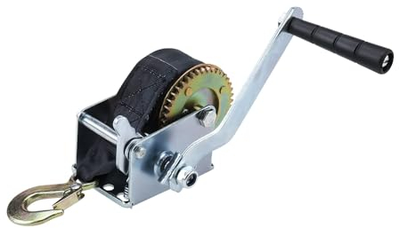 BOOMSTART Treuil manuel très résistant, 270 kg, avec sangle de 6 m, treuil manuel pour remorques de bateau, camions, pickups, caravane, atelier, garage