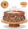 Myiosus Cake Stand with Lid, Wooden Cake Stand with Dome Lid, Multi Purpose Cake Display with Lid for Birthday Wedding Party Picnic (Clear, 28cm)