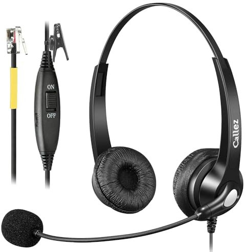 Callez Yealink Phone Headset RJ9 Wired Telephone Headset with Microphone Noise Cancelling Compatible with Yealink T46S T48S T42S T21P T33G T27G T23G T46G T53W T54W Avaya 9611 9608 J179 Grandstream