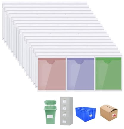 90 Stück Etikettenhalter Selbstklebend, Transparent Visitenkartentaschen, Wasserfest Etiketten Kartenhalter in 18 Größen, Visitenkarten Taschen, zum Schutz Ihrer Karten oder Fotos(Size:16 * 23.5CM)