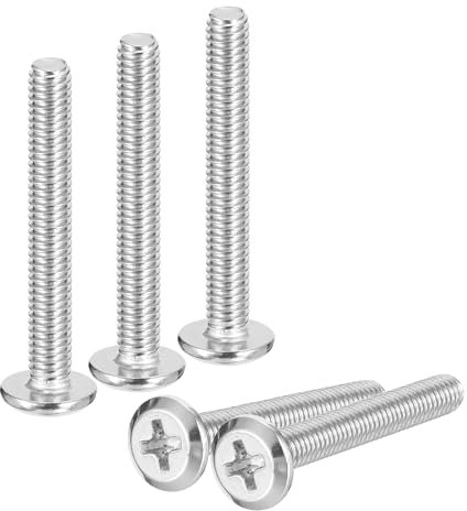 sourcing map Viti a testa piatta a testa rotonda M4 x 30 mm, 50 viti a testa Phillips in acciaio inossidabile 304, filettatura completa, finitura lucida, vite di collegamento a vite per mobili