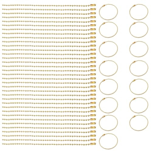 50Pcs 15cm Ball Bead Chain 2.4mm Metal Ball Chains Small Tag Chain Keychain with Connectors for DIY Craft Hanging Ornament Jewelry Making, Gold