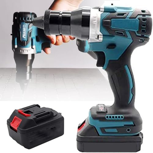 zxmeimm Pinza rivettatrice a Batteria, Batteria da 5.2Ah e Caricatore in Valigetta, per Rivetti ciechi Fino a 6 mm, Potente Motore con Elevata Forza di Forza,2200mah