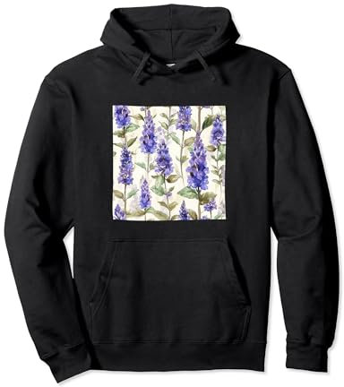 Anise Hyssop Flower Watercolor Pattern Graphic Pullover Hoodie