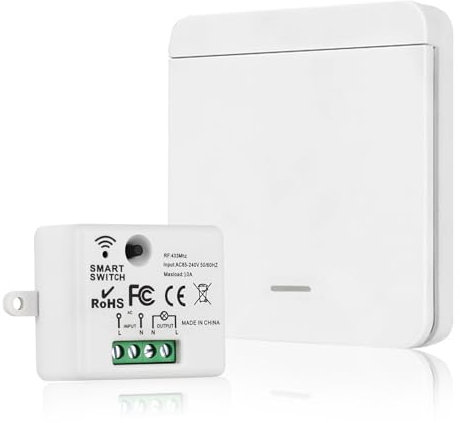 Herbst Funk Lichtschalter Set, Funkschalter Licht 230v, Keine Verkabelung Erforderlich, Funkschalter Set Funk Schalterfunkschalter Licht mit Empfänger