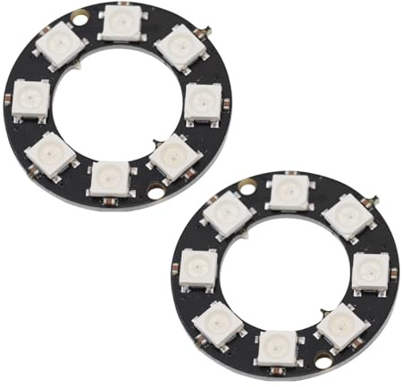 Heevhas WS2812 5050 5V RGB LED Ring 8 LED Colore completo Accessori modulo luce RGB Scheda lampada anello LED per decorazione (2 pezzi)