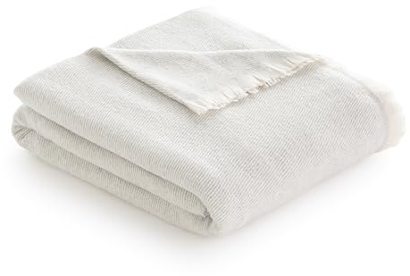 Todocama - Extra mjuk bomullsfilt med randig design, fyra årstider multifunktionsfilt för soffa, säng, dekorativt överdrag och filt i fuskartyg, (ljusgrå, 230 x 240 cm)