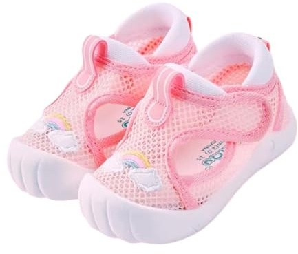 OrJana Sandali per Bambini con Rete Traspirante, Chiusura a Strappo, suola fessibile antiscivolo, Scarpine Primi Passi (Pink, Sistema Taglie Calzature EU, Bimbo (0-5 anni), Numero, Media, 21)