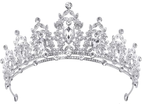 DRESHOW Couronne d'anniversaire pour Femmes Tiare de Cristal pour Filles Accessoires de Cheveux Tiare de Mariage Couronne de Princesse Pailletée Serre-tête de Fête Diadèmes pour Femme