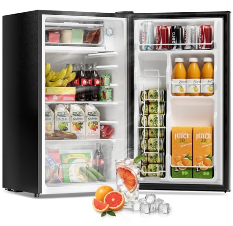 Frostorm 3.2 Cu Ft Mini Fridge with Freezer - Energy Efficient, Large Capacity Single Door Upright Freezer for Bedroom, Office & Dorm | Small Fridge, Reversible Door, ETL Certified(Silver)