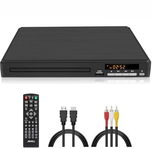Reproductor DVD Multizona para TV | JOVELL Reproductor DVD Compacto para Hogar con Salida Coaxial, HDMI y RCA | Lector DVDs/CD con Entrada USB para Todas Las Regiones y Multiformato (No BLU-Ray)