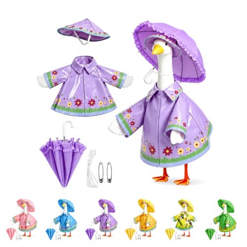 DUY Impermeable para porche con paraguas y sombrero, ropa impermeable de ganso para primavera y verano, bonita decoración de jardín al aire libre para estatua de ganso de 23 pulgadas (50 x 39 cm