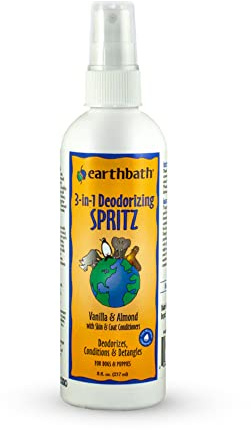 earthbath, Vanilla & Almond 3-in-1 Dog & Puppy Deodorizing Spritz - Dog Odor Eliminator for Strong Odor, Cruelty-Free Dog Cologne, Dog Wash Spray, Made in USA, Dog Bathing Supplies - 8 Oz (1 Pack)