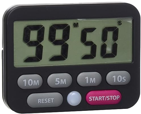 TFA Dostmann Digitaler Timer und Stoppuhr, 38.2038.01, Zeit bis 99min 50sec, extra-lauter Alarm, einfache und schnelle Zeiteingabe, schwarz