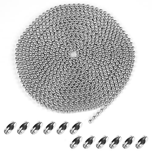 Weysoo Roller Blind Chain 5 Meter/16.4 Feet, 4.5mm Blind Beads, Rust-proof Silver Blind Cord Replacement, with 12pcs Chain Connectors