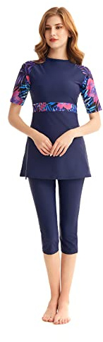 Rash Guard Beachwear Modest Badkläder för kvinnor Kortärmad baddräkt Burkini Modesty Costume Plus Size (XXL, Y11)