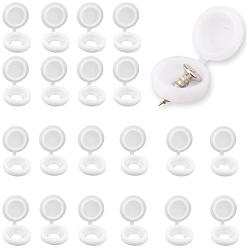 50 Pcs White Screw Caps, Plastic Screw Caps Covers White to Fit No. 6 and No. 8 Screws for Covering Protection