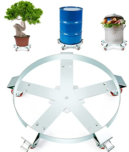 VEVOR Porte-Fût 250 L Chariot à Baril Capacité de Charge 567 kg Plateau Roulant avec 5 Roulettes Pivotantes Cadre Acier Socle Rouleur Outil pour Manutention Fûts Tambours Bidons Huile Entrepôts Usines