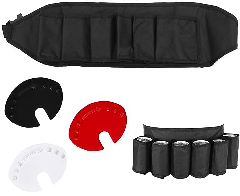 GVSAVY 1pcs six-compartment fanny pack, 3pcs closure tabs, beer belt, can hold 6 cans of beer and drinks, portable drinking fountain, suitable for camping, hiking (black)