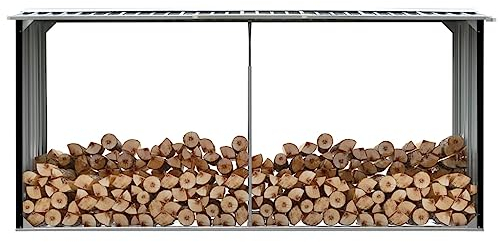 FIRBNUS Brennholzlager Verzinkter Stahl 330x92x153 cm Kaminholzregal Aussen Holzunterstand Metall Garten Brennholzlager Brennholz Unterstand Firewood Storage Holzaufbewahrung Outdoor Anthrazit