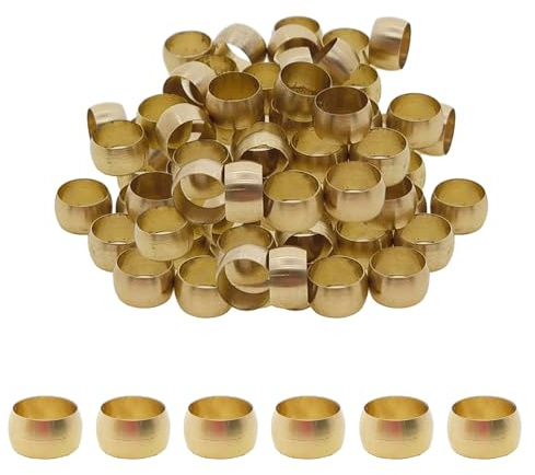 AnRui 120 Stück 5/16 Zoll Rohr-OD Messing-Kompressionshülsen Aderendhülsen Aderendhülsen Messing Klemmverschraubung Sortiment Kit für LKW, Luftleitungen, Wassergasleitungen