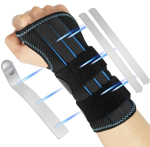 SUPRBIRD Handgelenk Bandagen, Handgelenkstütze mit 3 Metallschiene-Stabilisator, Karpaltunnel Bandage-zur Linderung von Tendinitis Arthritis Schmerzen Im Karpaltunnel (Rechts, S/M)
