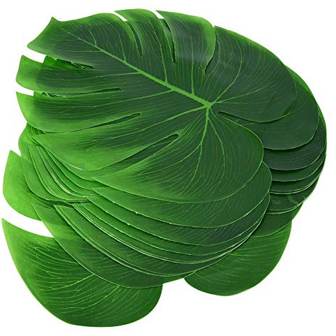 12 Piezas de Decoración de Hojas de Palma, Manteles Individuales, Hojas Tropicales, Decoración de Mesa, Planta Tropical Decorativa Que Protege la Mesa de Arañazos y Manchas
