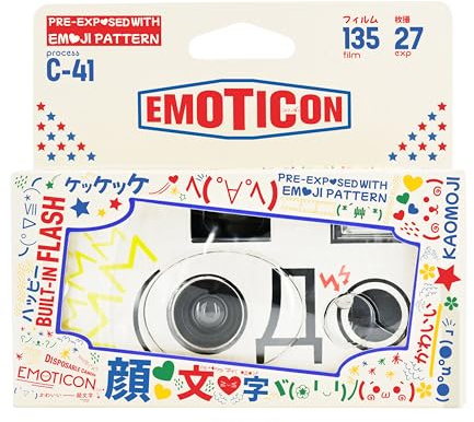 Retocolor Bling-Bling 400 35-mm-Einwegfilmkamera 27EXP,ISO400,Farbnegativfilm,fokusfrei,einfach zu bedienen,integrierter Blitz,Einmalgebrauch(Film und Batterie im Lieferumfang enthalten) (Emoticon)